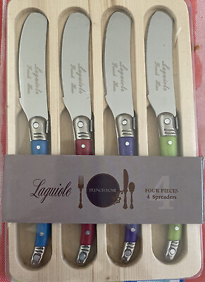 #ad FRENCH HOME Laguiole Cheese Spreader Set of 4 Stainless Steel Multicolored $24.99