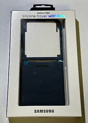 #ad Open Box Samsung Z Flip 5 Silicone Cover with Ring EF PF731TNEGUS Navy Blue $16.95
