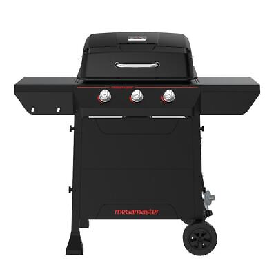 #ad Megamaster 3 Burner Propane Gas Grill Without Cover on Wheels Freestanding Black $189.30