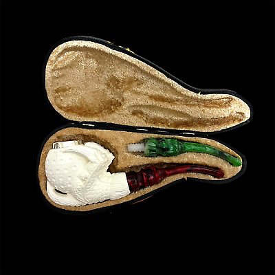 #ad Block Meerschaum Pipe 925 silver unsmoked smoking tobacco pipe w case MD 342 $194.83