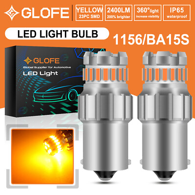 #ad 2X GLOFE 1156 7506 BA15S LED Amber Yellow 3000K Turn Signal Light Bulbs Lamp $14.51