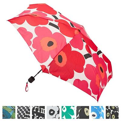 #ad Marimekko Mini Manual Unikko Folding Umbrella White Red 048858 001 New $89.00