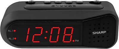 #ad Sharp Electric Digital Dual Alarm Clock Battery Backup Led Large Display Snooze $14.99