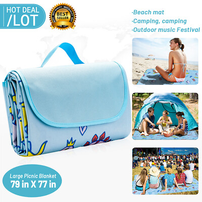 #ad Beach Blanket Sandproof picnic Mat 78 quot; x 78 quot; for 6 8 adults waterproof camping $10.98