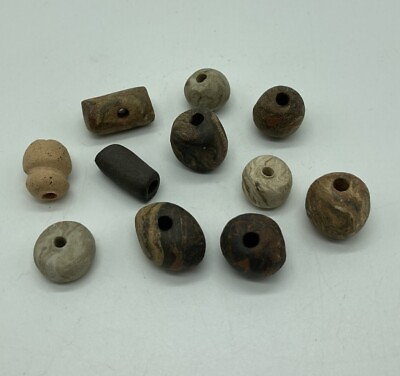 #ad Antiquity Lot Old Beads Ancient Stone Age Stone Terracotta Lot of 11 $79.00