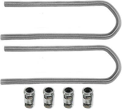 #ad 44quot; Chrome Stainless Steel Flexible Universal Heater Hose Kit W Polished Cap $55.99