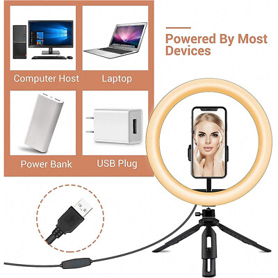 #ad 10quot; LED Ring Light Selfie Ring Light with Tripod Stand amp; Phone Holder amp; Remote $12.99
