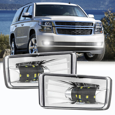 #ad Fit For 07 13 Chevy Silverado 1500 2500 3500 Tahoe Bumper LED Fog Lights Chrome $60.79