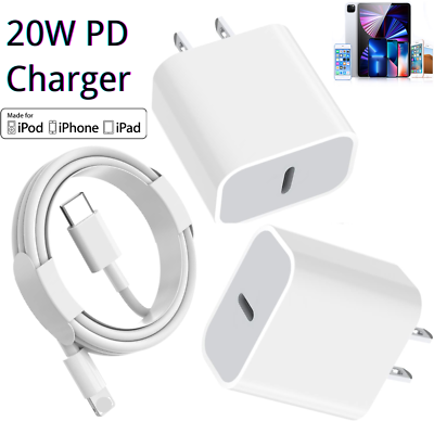 #ad For iPhone 14 13 12 iPad 20W Fast Charger Power Adapter PD Type C Cable New Hot $9.97
