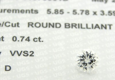 #ad .74 CT D VVS2 ROUND BRILLIANT CUT DIAMOND CERTIFIED $12800.00 $2680.00