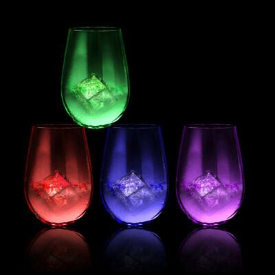#ad 12 LIGHT UP LED ICE CUBE Multi Color or rainbow flashing With ON OFF button $6.99