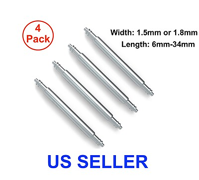 #ad #ad 4 pcs Watch Spring Bar Pins Watchband Stainless Steel Diameter 1.5mm or 1.8mm $1.49