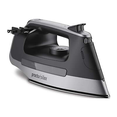 #ad Steam Iron with Retractable Cord Stainless Steel Soleplate Black and Silver $32.05