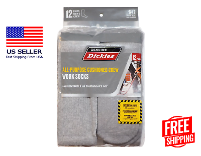 #ad *GREAT PRICE* Original Dickies Men#x27;s Work Crew Socks 12 Pack. GRAY $15.99
