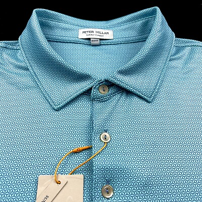 #ad Peter Millar Crown Sport Summer Comfort Geometric Performance Polo Shirt Large $84.95