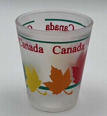 #ad Canada Multicolor Maple Leaf Frosted Shot Glass Barware Man Cave Souvenir 2.25” $5.99