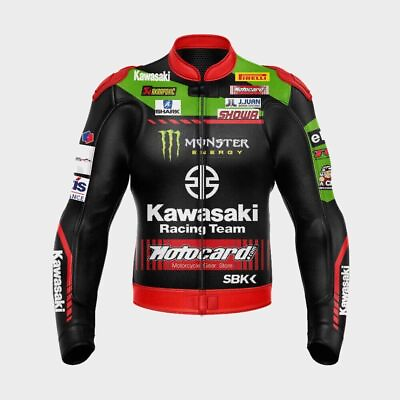 #ad Kawasaki Men#x27;s Ninja Motorbike Motorcycle Racing Cowhide Leather Monster Jacket $157.99