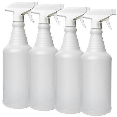 #ad 32oz. Plastic Trigger Spray Bottles Chemical Resistant Heavy Duty Commercial 4pk $10.49