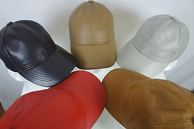 #ad Adjustable 100% GENUINE REAL Lambskin Leather Baseball Cap Hat Sport Visor NWT $13.89