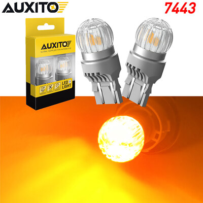 #ad 2x 7443 7440 LED Amber Yellow Turn Signal Parking DRL High Power Light Bulbs HUS $15.99