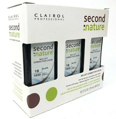 #ad 6 Pack Clairol Second Nature No Lift Corrective Color Hair Dye 1B 163D Black $9.99