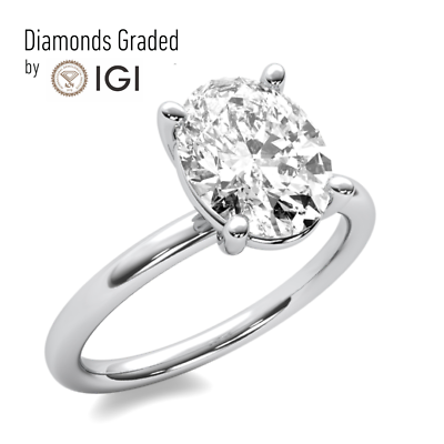 #ad 2Ct F VS1 Diamond Engagement Ring IGI Certified Oval Lab Grown 18K White Gold $1336.50
