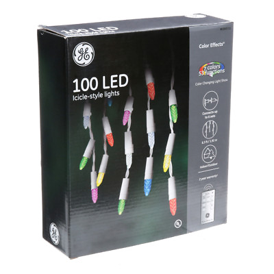 #ad GE Color Effects 100 Count 6.3 ft Color Changing LED Christmas Icicle Lights $55.99