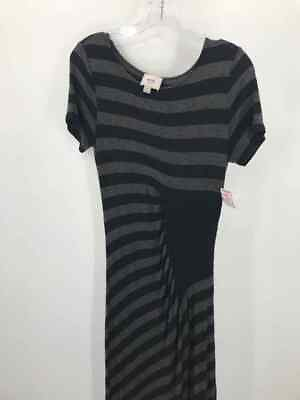 #ad ECI Black Size Medium Stripe Maxi Short Sleeve Dress $57.99
