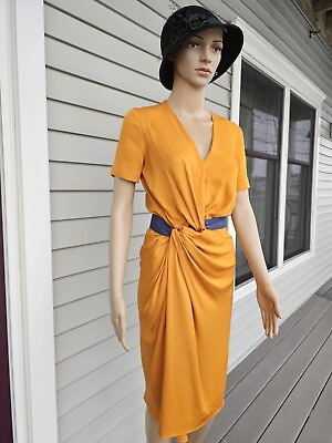 #ad VIONNET Vintage Size 4 Orange Knee Length DRESS $125.00