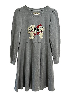 #ad Franche Lippee Gray Peanuts Snoopy And Belle Fleece Dress $16.99