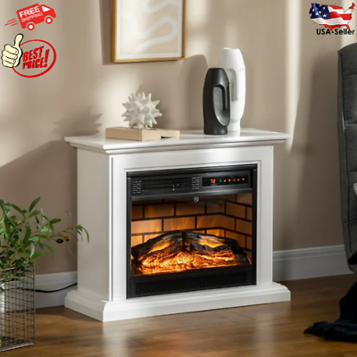 #ad Electric Fireplace w Dimmable Flame Effect Mantel Freestanding 1400W 31quot; White $386.00