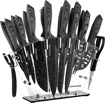 #ad All in One Kitchen Knife Set with Block 19 PCS High Carbon Stainless Steel Shar $51.88