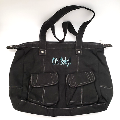#ad Thirty One Casual Cargo Purse Bag Black Oh Baby Shoulder Overnight Diaper Bag $25.46