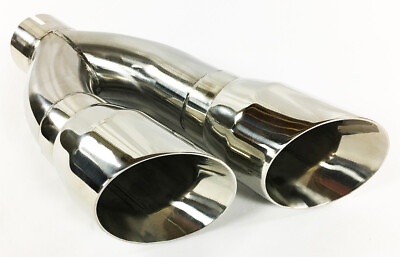 #ad Exhaust Tip 2.50 Inlet 4.00 Outlet 16.00 long Dual Slant Angle Stainless Stee $119.00