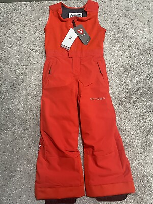 #ad SPYDER Mini Expedition Small Boy#x27;s Red Bib Insulated Snow Ski Pants Size 7 $139 $69.99