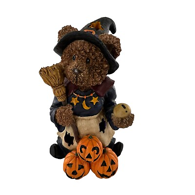 #ad Vtg Halloween Teddy Bear Jack o lantern Pumpkin Lamp Light Ceramic Witch Retro $39.97
