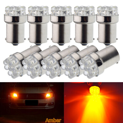 #ad 10 X BA15S 1156 9 SMD LED Amber Yellow Car Indicator Turn Signal Light Bulb 12V AU $7.99