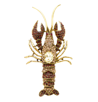 #ad Large Rhinestone Lobster Women Brooches Vivid Fish Animal Pin Vintage Jewelry $16.43