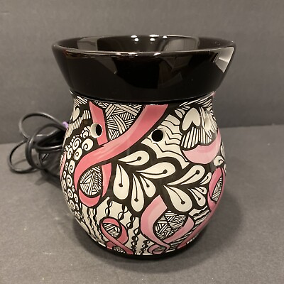 #ad Scentsy Breast Cancer Awareness Ribbons of Hope Wax Warmer Black Pink w Box $21.95