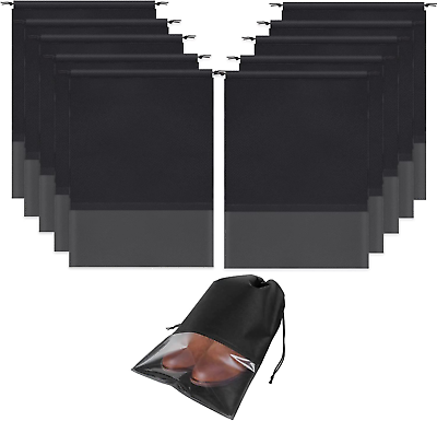 #ad 10 Pack Black Portable Travel Shoe Bag Space Saving Dust Proof Storage Bag（13 X $19.99