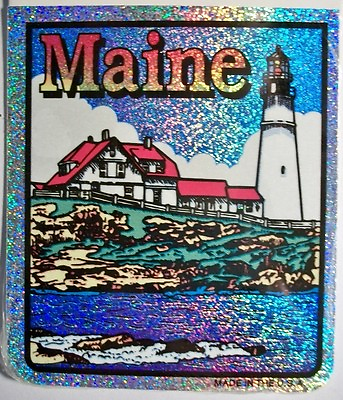 #ad Maine State Vinyl Reflective Souvenir Decal with Glitter $4.00
