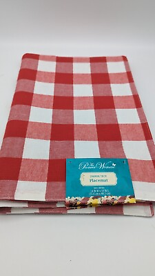 #ad The Pioneer Woman Country Charming Check Reversible Red Placemats Lot Of 4 Gift $25.00