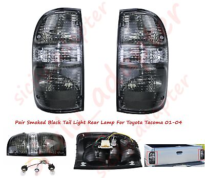 #ad Black Smoked Pair Tail Light Rear Lamp For Toyota Tacoma 01 04 Pickup W Bulb US $41.86