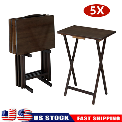 #ad Mainstays Indoor Folding Table Set of 4 in Walnut L19 x W15 x H26 inches. 4 Tabl $38.45