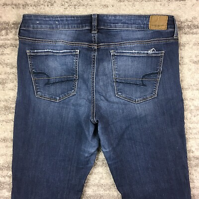 #ad American Eagle Jeans Womens 14 Mid Rise Skinny Super Stretch Blue $16.95