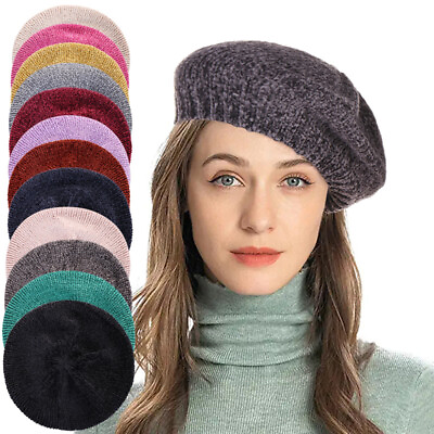 New Warm French Style Lightweight Casual Classic Beanie Solid Color Wool Beret . $7.40