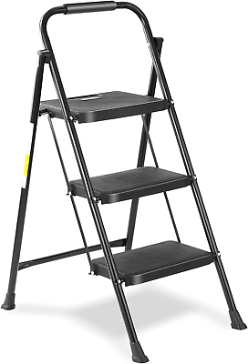 #ad Home 3 Step Ladder with Wide Anti Slip Platform amp; Thick Rubber Feet Lightweigh $62.62