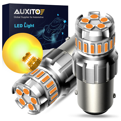 #ad Pair AUXITO Turn LED Signal Light Blinker 1156 Amber 7506 Yellow Bright DRL Bulb $14.24