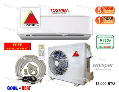 #ad #ad 18000 BTU Ductless Air Conditioner Heat Pump Mini Split 220V 1.5 Ton With KIT $749.00