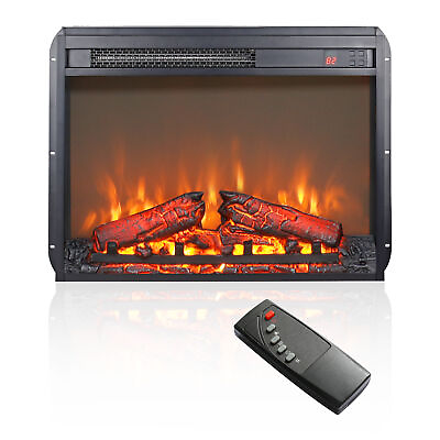 #ad 23quot; Electric Infrared Quartz Fireplace Insert Log Flame Heater w Remote Control $102.37
